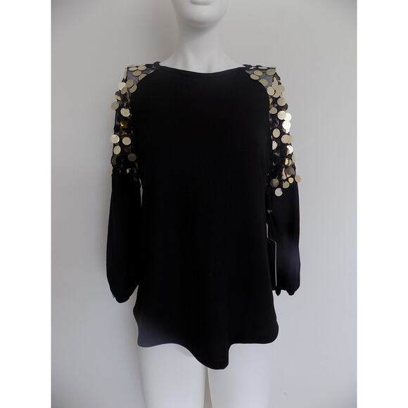 Love For Humanity Couture black knit top gold discs size Medium NWT - Picture 5 of 10